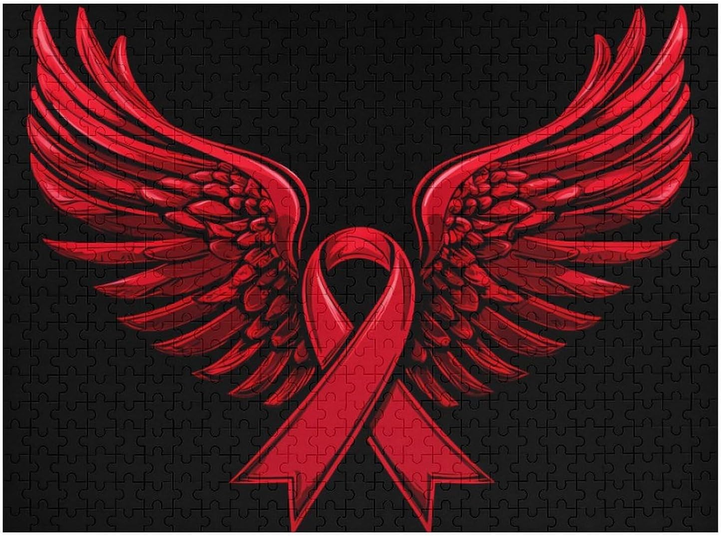Angels-Wings Breast Cancer Awareness Wood Puzzle Challenging Jigsaw Puzzles for Women Men