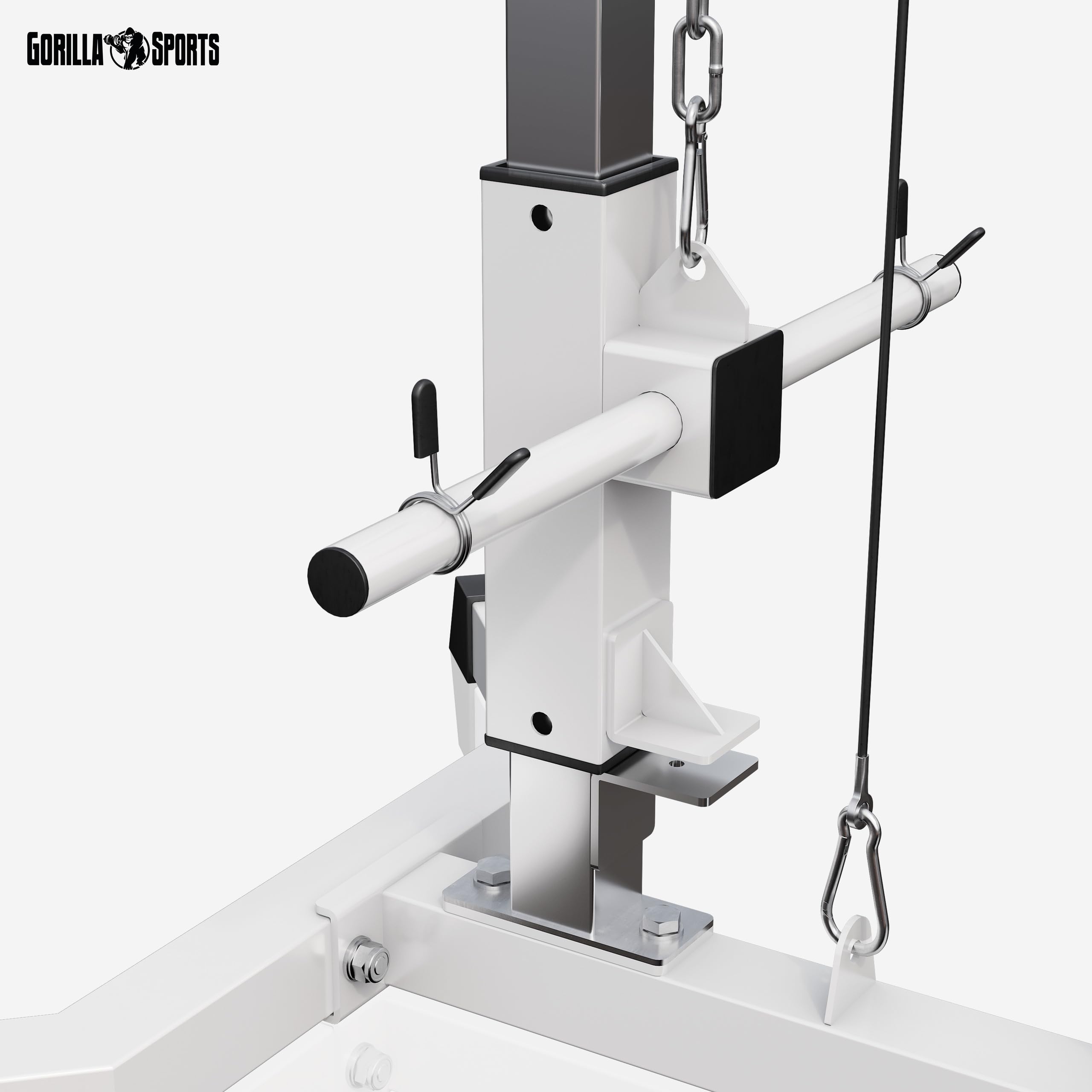 GORILLA SPORTS® Station Tirage Musculation - Ajustable, 2 Poignées, Poulie Haute et Basse, Charge Max 280 kg, Noir / Blanc - LAT Pulldown Machine, Musculation, Dos, Fitness, Materiel, Sport, Maison