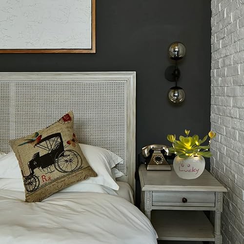 Miniatura 7 de YUNBIAOSEN Flores artificiales suculentas verdes en maceta de cerámica, arreglo artificial de suculentas iluminadas con luces LED, funciona con