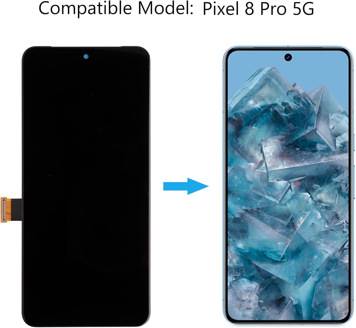 Duotipa New 6.7" OLED Display for Google Pixel 8 Pro 5G GC3VE,G1MNW LCD Touch Screen Digitizer Assembly Replacement with Technical Repair Tools Kit-Black Support Fingerprint