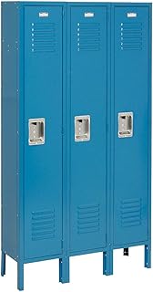 Global Industrial Single Tier Locker, 12x12x72, 3 Door Unassembled, Blue