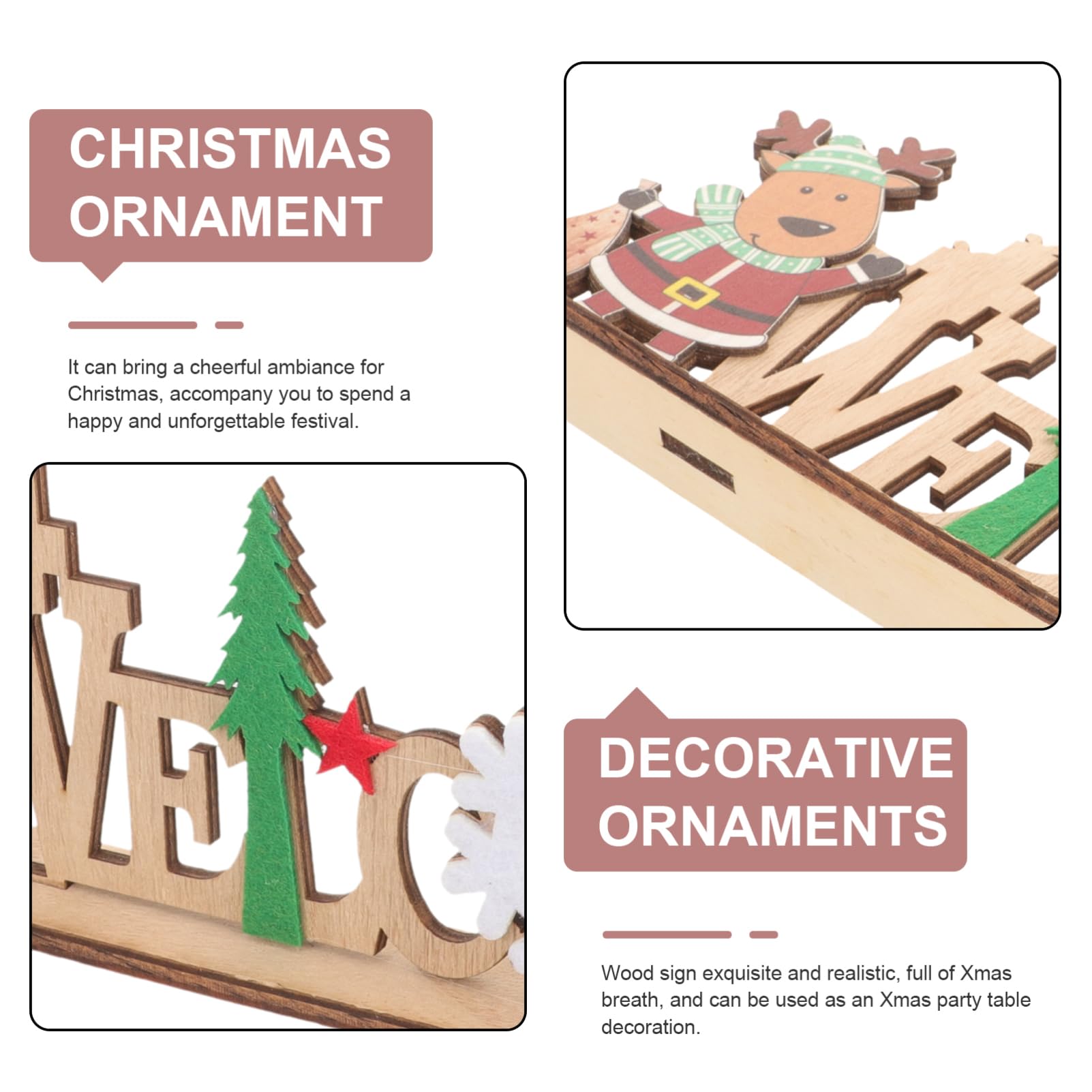 Gatuida 5piezas Decoración Navideña De Madera Para Mesa Letrero De Para y Adornos De Navidad Para
