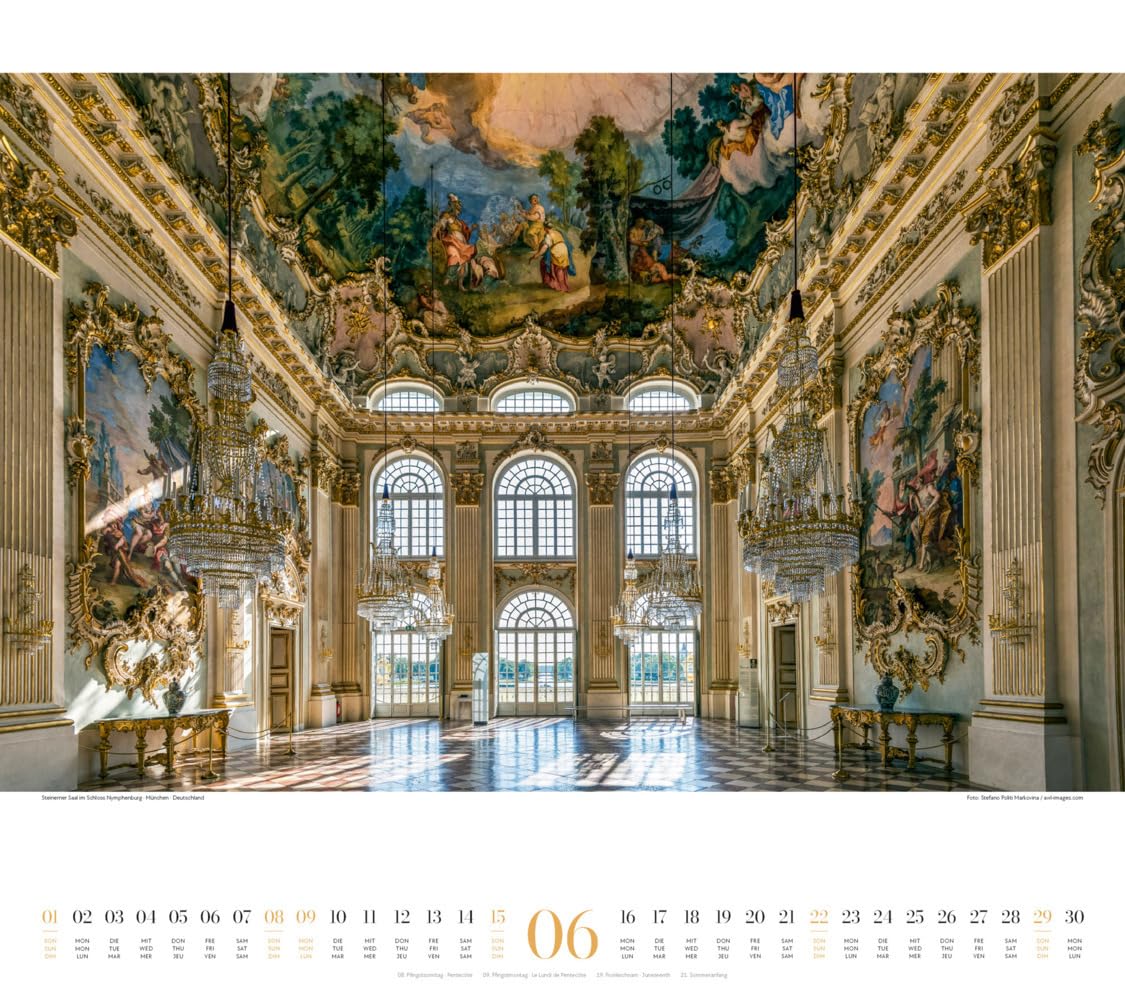 Paläste Kalender 2025, Wandkalender im Querformat (54x48 cm) - Architekturkalender - Schlösser - Adel - Könige und Königinnen