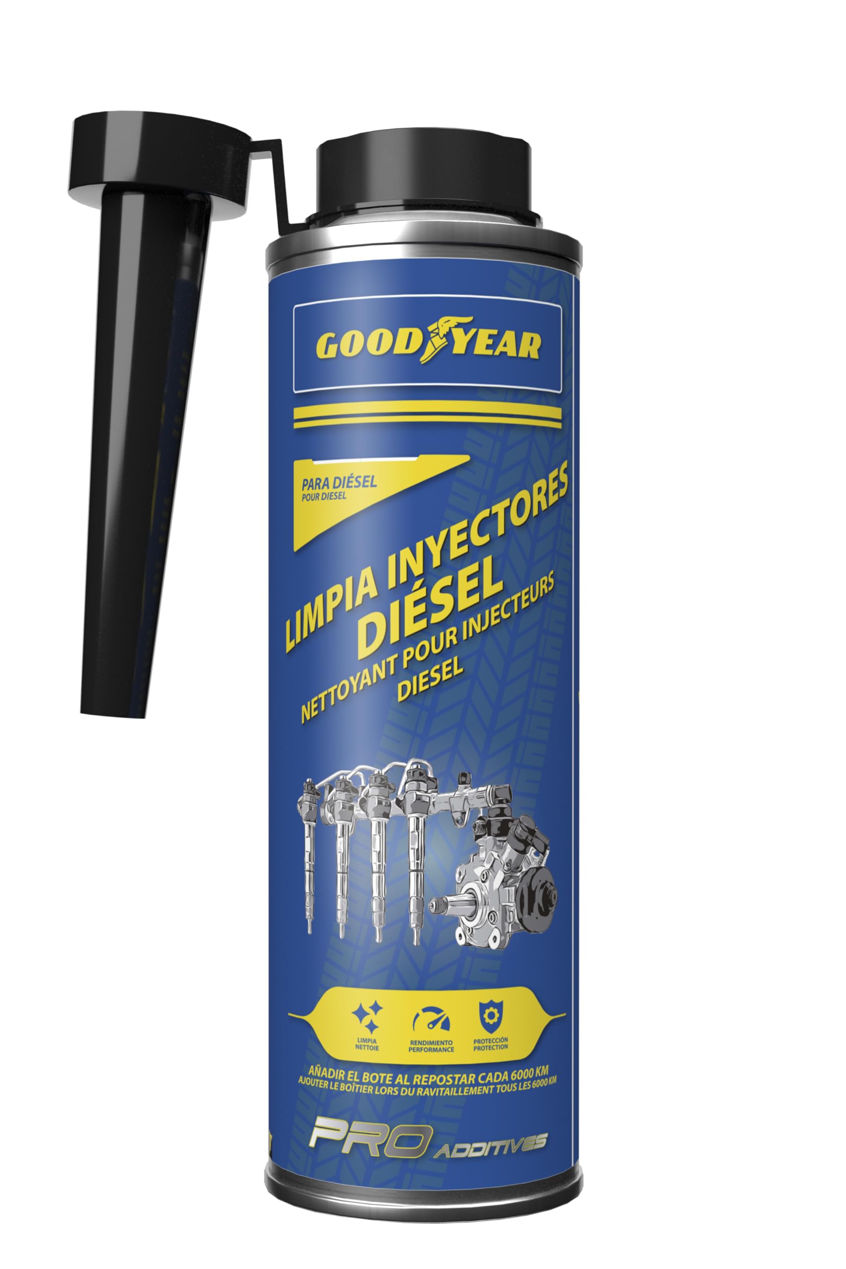 Goodyear Pro Additives Detergente per iniettori diesel, Additivo per carburante diesel 300 ml
