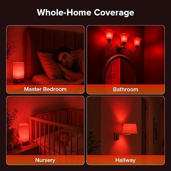 670nm Red Light Bulbs for Sleep, 5W 80 Lumen A11 E26 Dim Red Bulb, 3 Pack