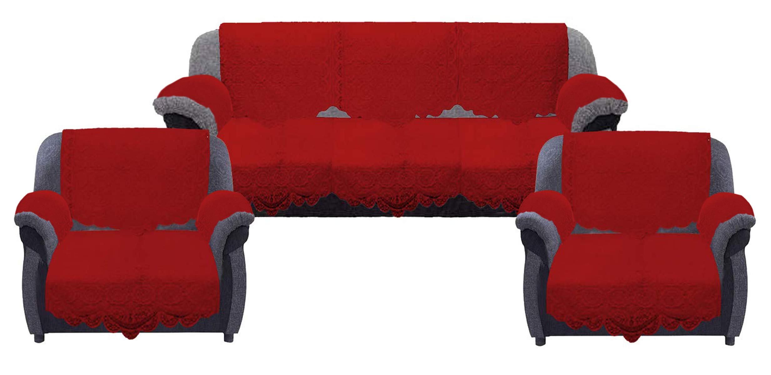 Kuber Industries Square Design Cotton Solid 5 Seater Sofa Cover Set with 6 Pieces Arms Cover KUBMART11949, 178 x 74 x 1 cm - Set of 16 (Maroon) (B08Q5FTP94) Amazon Price History, Amazon Price Tracker