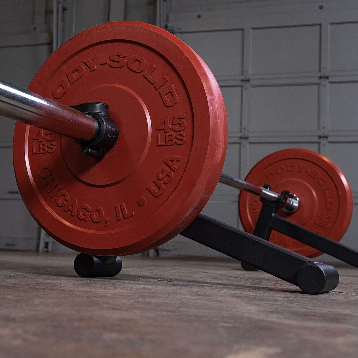 Body-Solid Tools Olympic Barbell Jack - Deadlift Bar Jack for Easy Weight Plate Loading/Unloading - Heavy-Duty Steel Construction, Black
