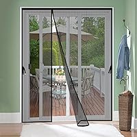 Vista 8 de Puerta magnética de pantalla - Adecuada para tamaño de puerta: 32x80 pulgadas, partición de malla para manos libres, cortina de malla de puerta