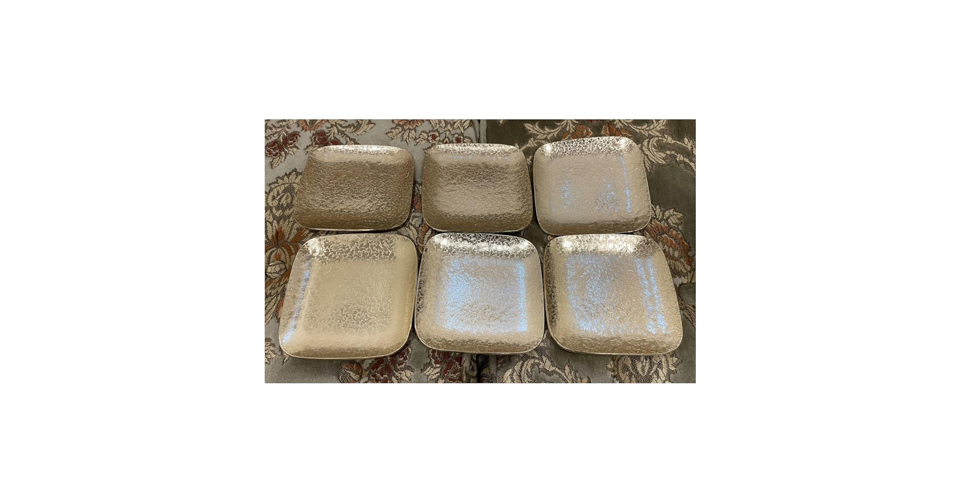 ゴールドの大皿と小皿6枚セット ゴールドライン 17cm梅型皿ペアセット