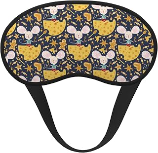 Mouse Cheese Print Sleep Eye Mask for Men Women,Light Blocking Night Blindfold,Soft Eye Shade Cover for Travel