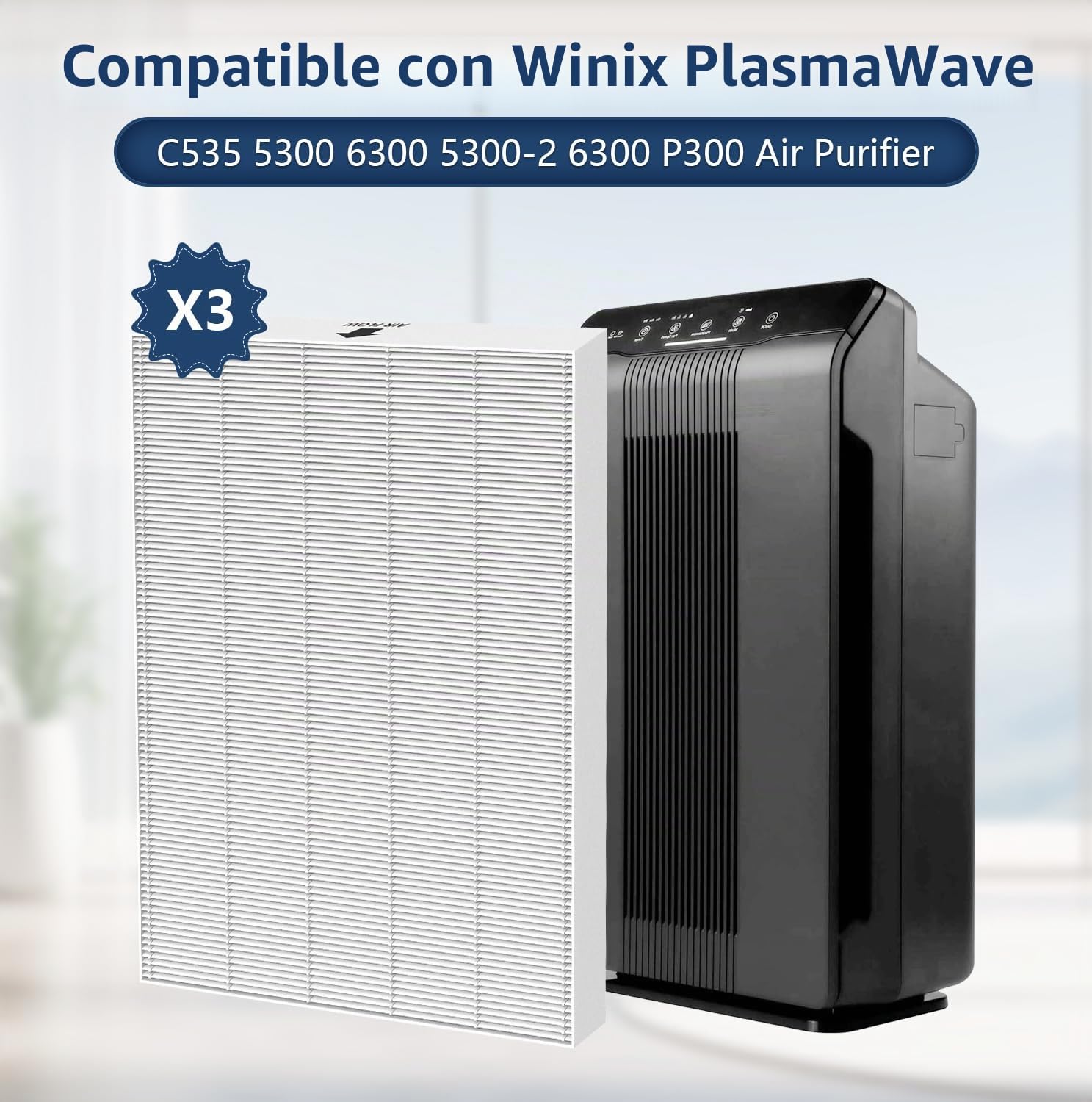 Colorfullife Paquete de 3 filtros HEPA 115115 True A para purificador de aire Winix PlasmaWave 5300-2, C535, P300, 6300-2, 5300, 9000