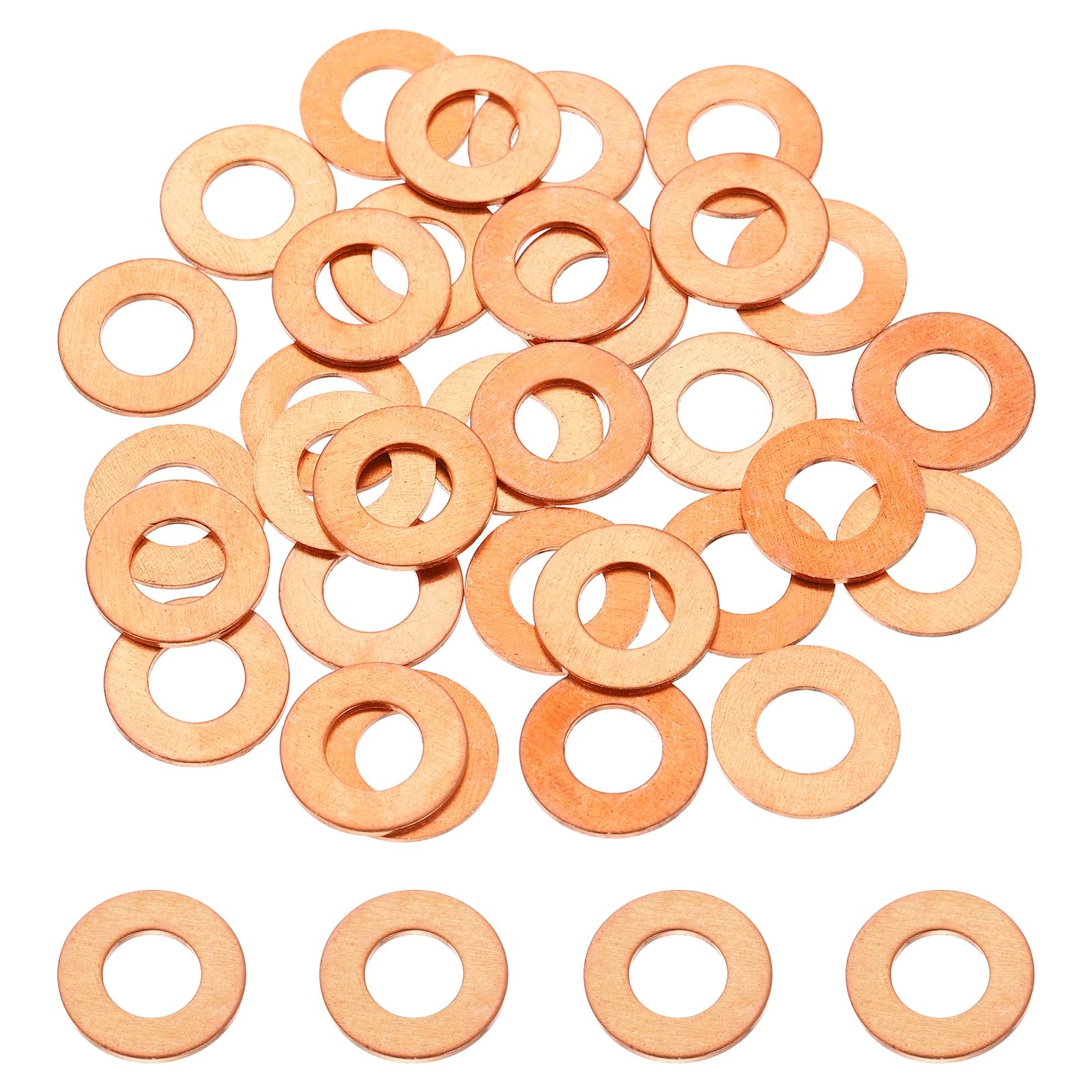 DEFANEX 32 Pcs M8 Copper Washer Sealing Ring (8mm ID 16mm OD 1mm Thickness) Metric Sealing Gasket Flat Crush Washer, for Automotive Plumbing Mechanical Oil Drain Plug โ image 1