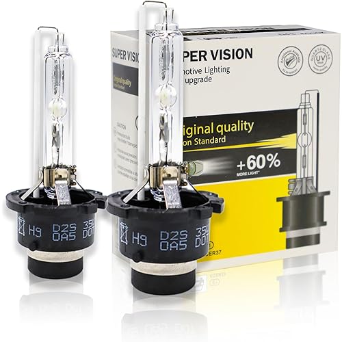 D2S HID Headlight Bulbs, 35W Xenon Headlight HID Bulbs, 6000K Cool White, 150% Lighting Distance Replacement Bulb For 66040 66240 85122 Pack of 2