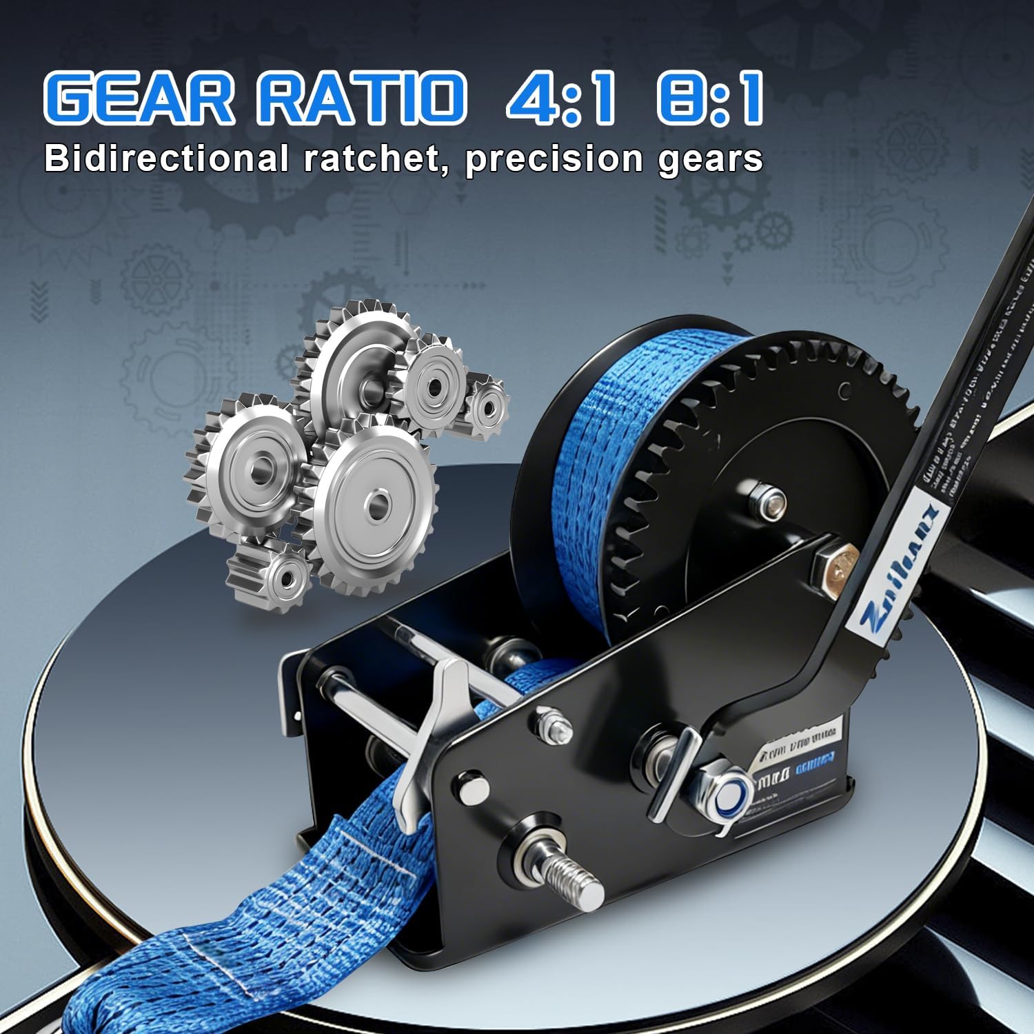 Heavy Duty Boat Trailer Winch, 3500 Lbs Hand Winch with 32ft Strap,Crank Winch Two-Way Ratchet & 4:1 8:1 Gear Trailer Winch for Trucks,Trailers, Rv, ATV, Jet Skiing Trailer Small Winch