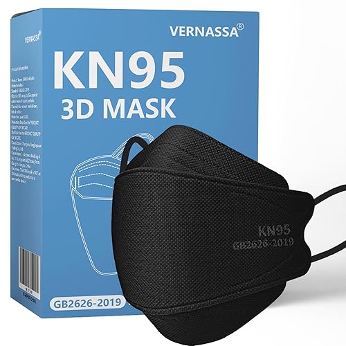 Paquete de 50 mascarillas negras KN95 desechables de 5 capas para adultos, transpirables y cómodas, eficiencia de filtro ≥95%, máscaras protectoras