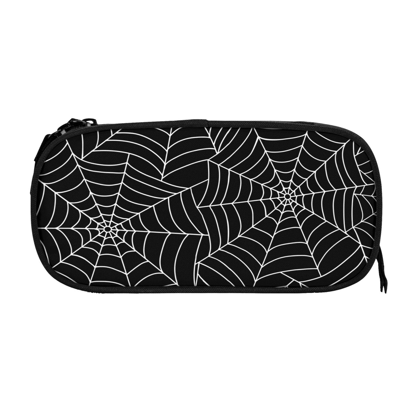 Newhomestyle Large Capacity Black Spider Web Pencil Case, Goth Pencil Box with Durable Zippers Storage Pouch Holder, Teenager Pencil Pouch, Organizer Bag with Compartments for Office Supplies Adults