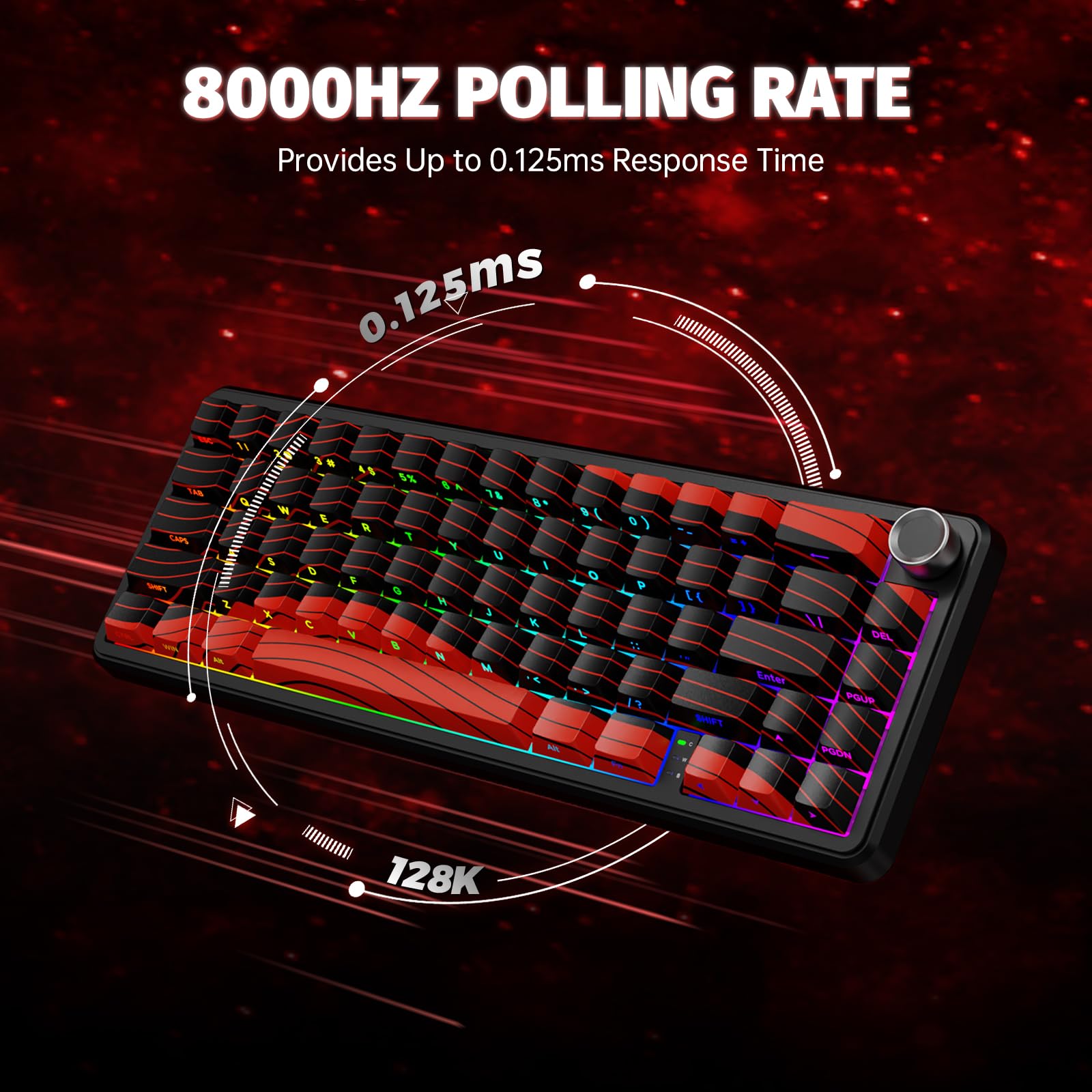 ATTACK SHARK X65PRO HE Tastiera Rapid Trigger 8000Hz, Tastiera Gaming Wireless RGB 60% con Precisione RT di 0,01mm, Switch Magnetici, Attuazione Regolabile, Snap Tap, per PC/Mac, Rosso