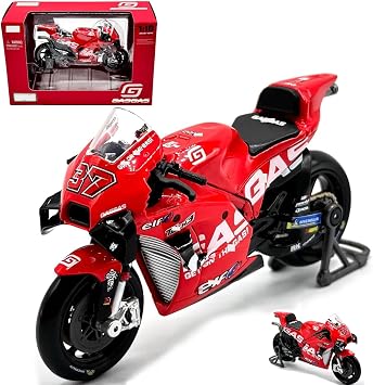 HTLNUZD 2023 New 1/18 Racing Motorcycle -GasGas Tech3 MotoGP#37 Adult Motorcycle Model Car Collection Gift