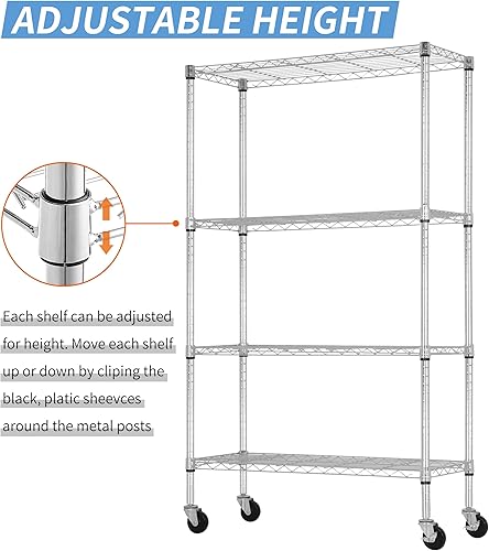 Miniatura 3 de BLKMTY Estantería de almacenamiento ajustable de 4 niveles, estantes de metal, 36 pulgadas de ancho x 14 pulgadas de profundidad, organizador de