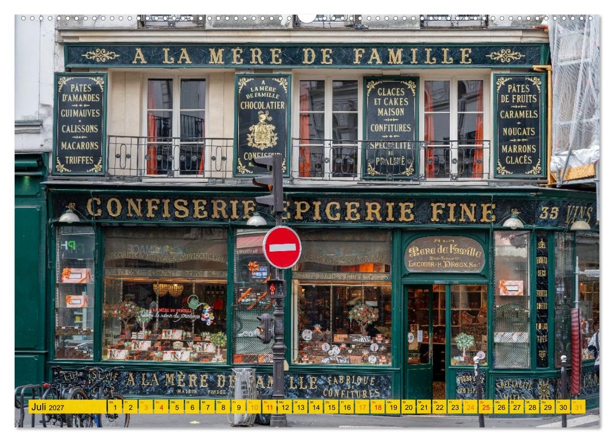 Kalender 2027 · Kleine Läden, große Motive | Besondere Geschäfte, Kioske und Schaufenster aus Rom, Paris, Porto, Brüssel… · DIN A2 quer · CALVENDO Premium Wandkalender