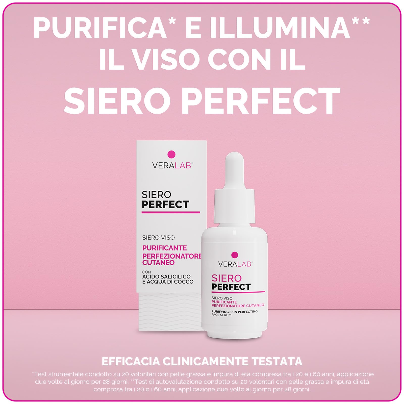 Veralab Perfect, Siero Viso Purificante e Perfezionatore Cutaneo con Azione Idratante, 30ml