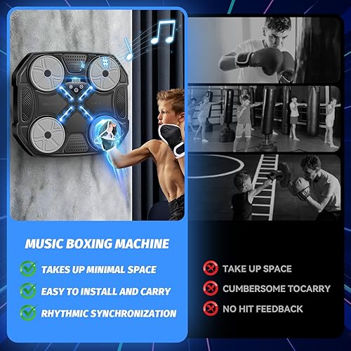 Miniatura 4 de Music Boxing Machine for Adults and Teens, Wall Mounted Bluetooth Smart Boxing Training Equipment with Gloves, Punching Target with Scoring Function
