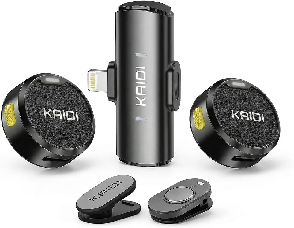 Kit 2 Microfones de Lapela Profissional Com Ímã Sem Fio, Case de Carregamento, Bluetooth, Cancelamento de Ruído,12h Tempo de Trabalho, Compatível com Camera, iPhone, Android e USB-C