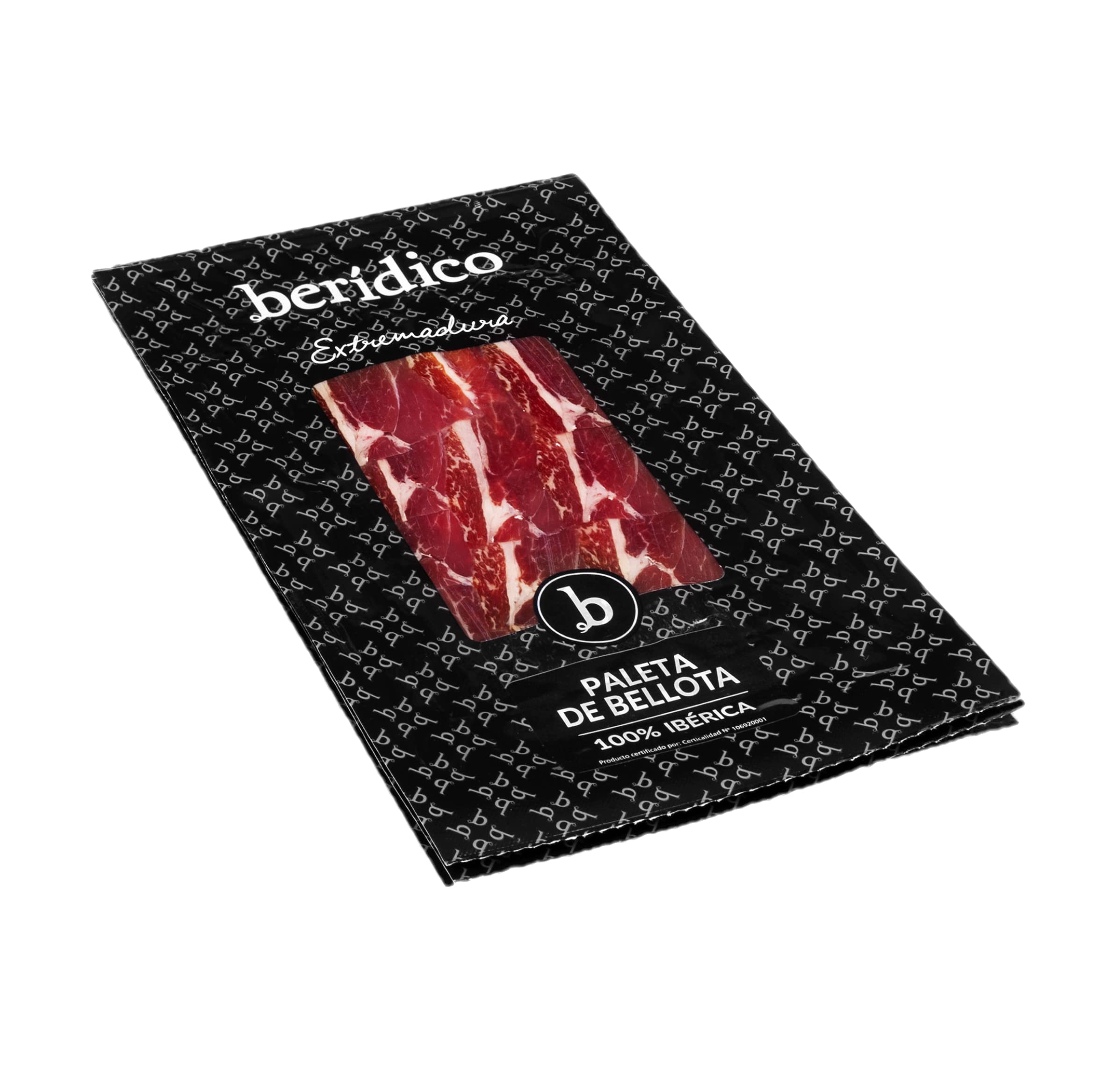 Paleta de Bellota 100% Ibérica. Pack 5 sobres de 100 g loncheado corte tradicional. Elaborado artesanalmente. Paletilla Ibérica Bellota. "Pata Negra". Extremadura. BERIDICO