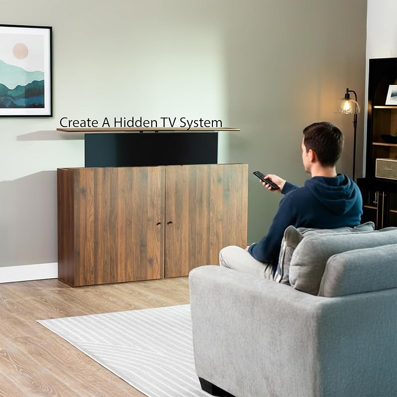 VIVO Walnut TV Cabinet with Hidden Motorized TV Stand, CASE-KIT-EUP65WN image 6