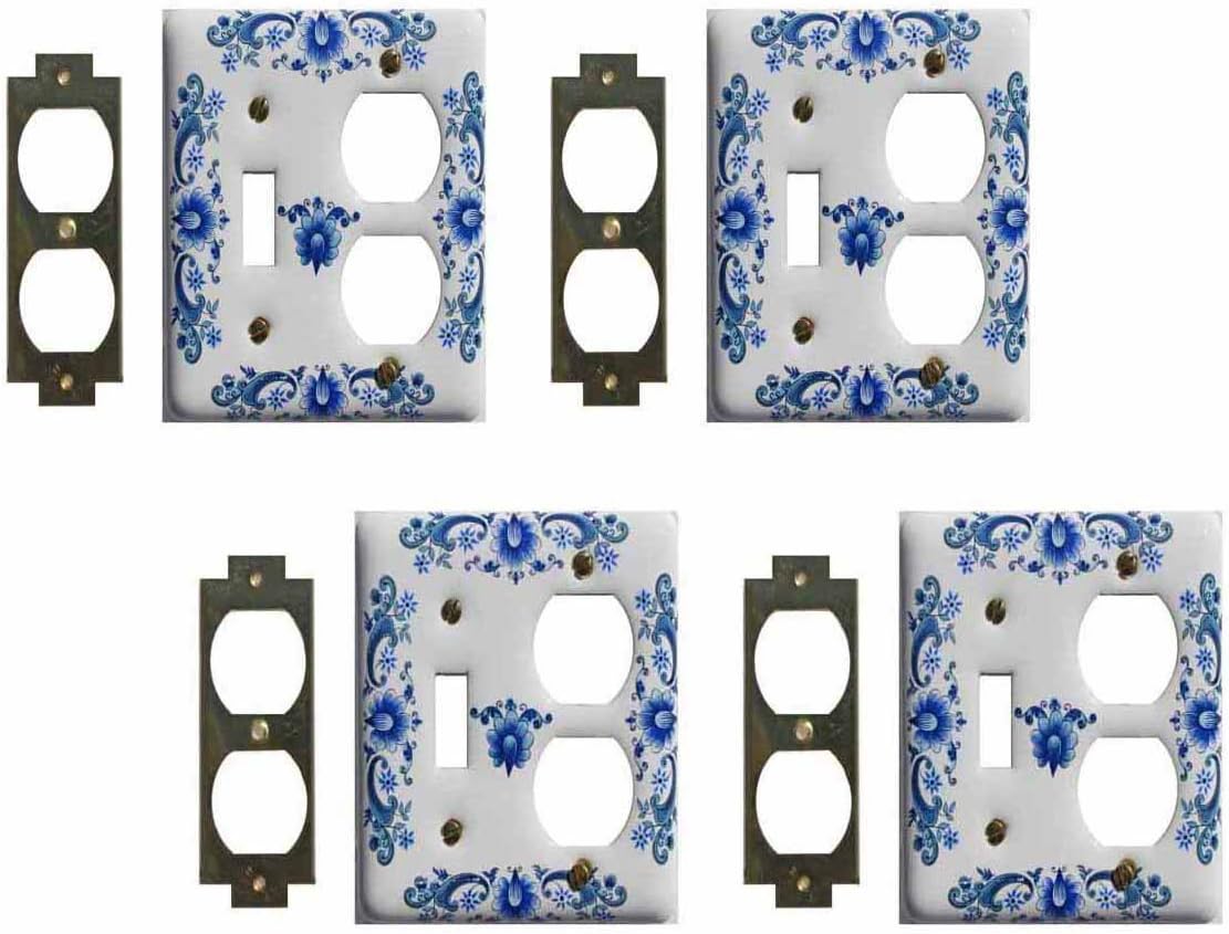 4 Vintage Switch Plate White Delft Porcelain Toggle/Outlet | Renovator's Supply
