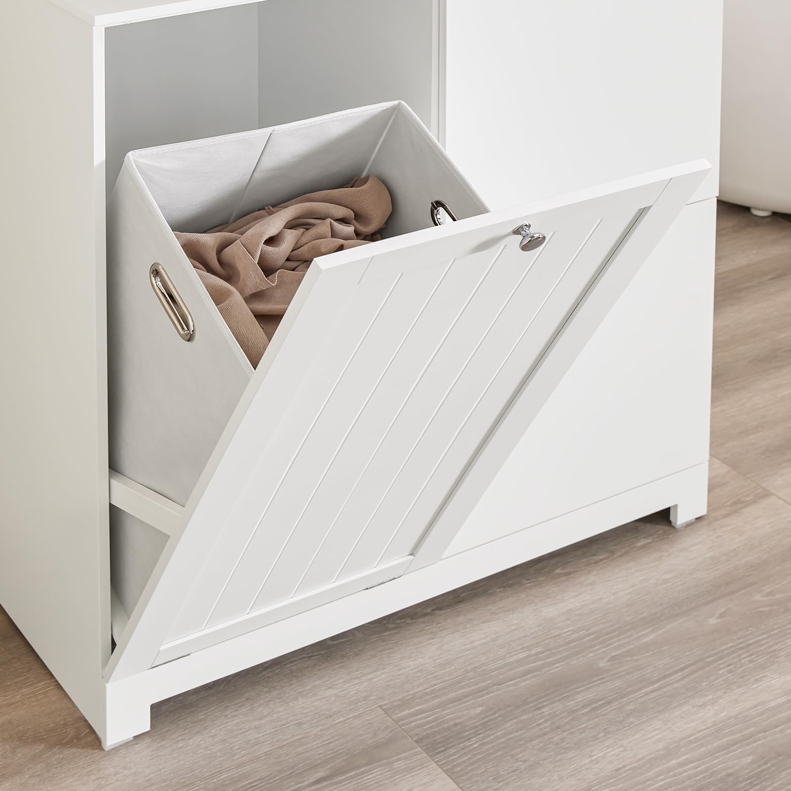 SoBuy Mueble Baño Estrecho con 3 Cesto para Ropa Sucia 78x38x90 cm | Mueble Baño Auxiliar, Armario Lavadero Cajonera Baño Blanca BZR213-W