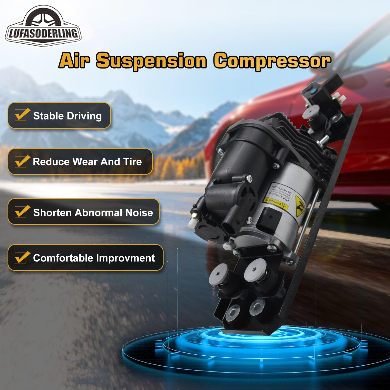 E61 Luftfederung Kompressor+Halterung+Ventilblock Kompatibel mit BMW 5er E61 Touring 520d 525d 530d 530xi 523i 520i 530i 545i 550i M5 37206792855 37206859714 37106785505 37106793778