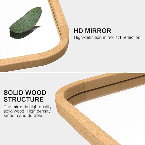 Miniatura 6 de FUWU HOME Espejo de baño de madera para pared, 20 x 30 pulgadas, espejo rectangular de esquina redondeada con marco de madera para el hogar, sala de