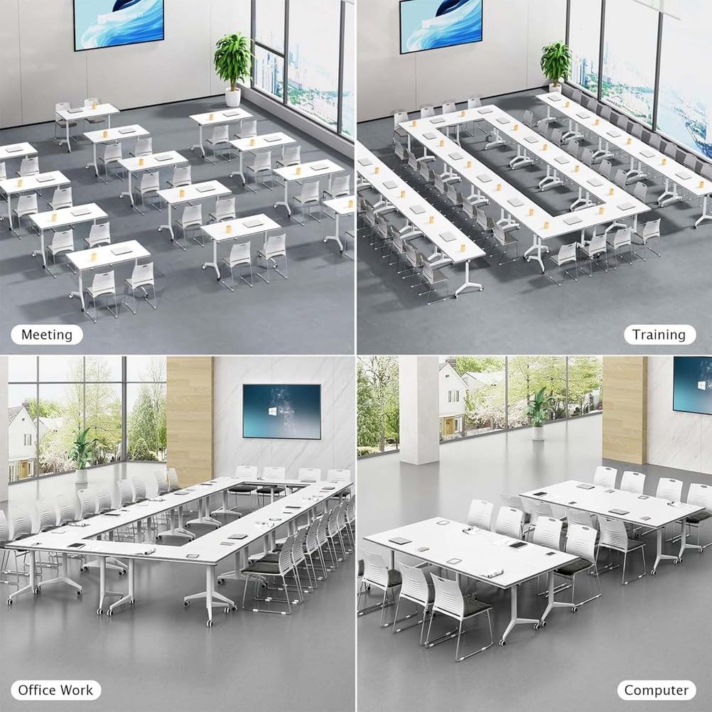Mobile, klappbare Konferenztische mit Rollen – Klappbare Tischplatte für Büro, Klassenzimmer, Schulung – 120 x 60 x 75 cm, platzsparend