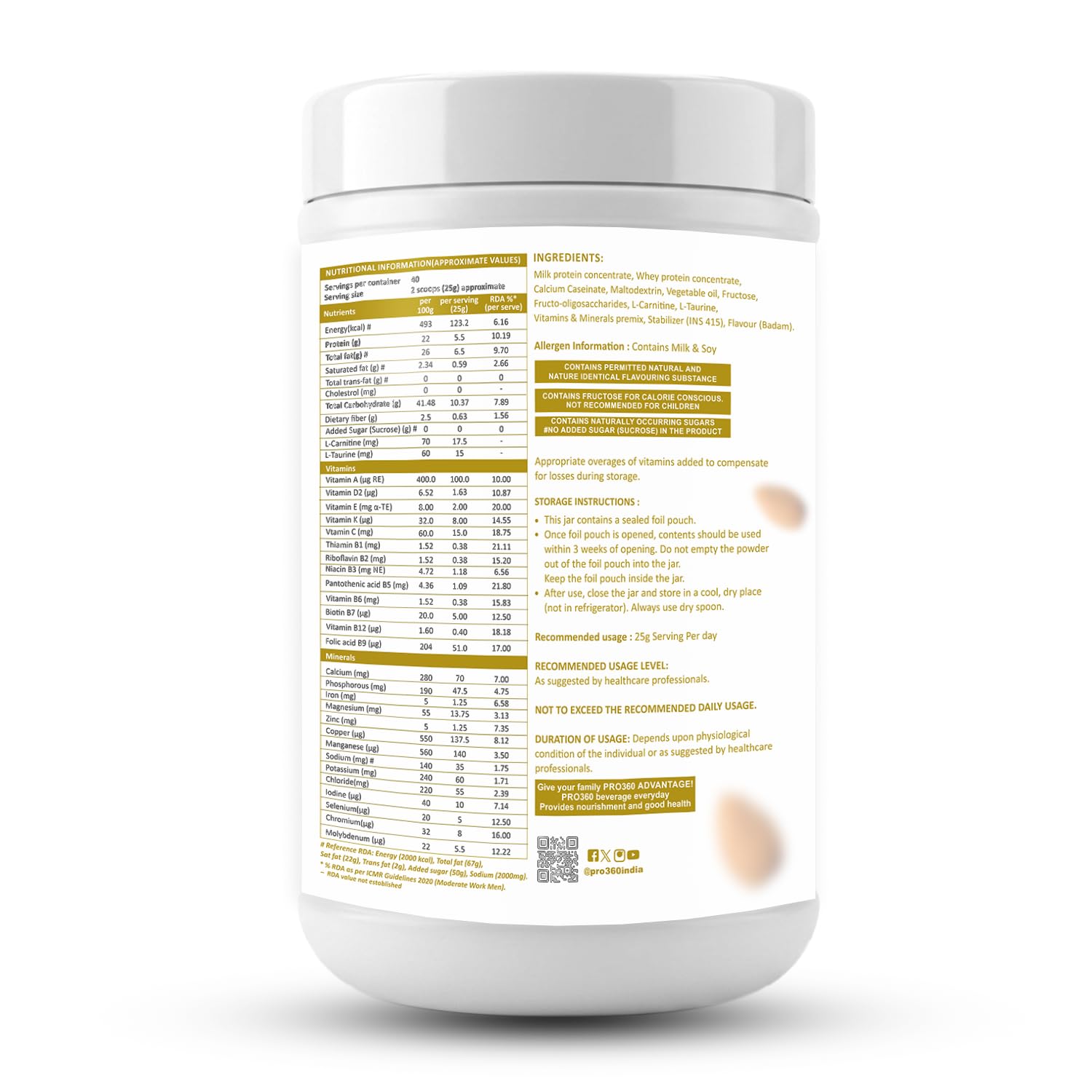 Pro360 Nefro HP - Badam Flavour 1kg (New Flavor), High Protein Nutritional Supplement Powder for Kidney Renal Health Dialysis Care, Enriched with L-Taurine, L-Carnitine & Essential Nutrients — Amazon image 3