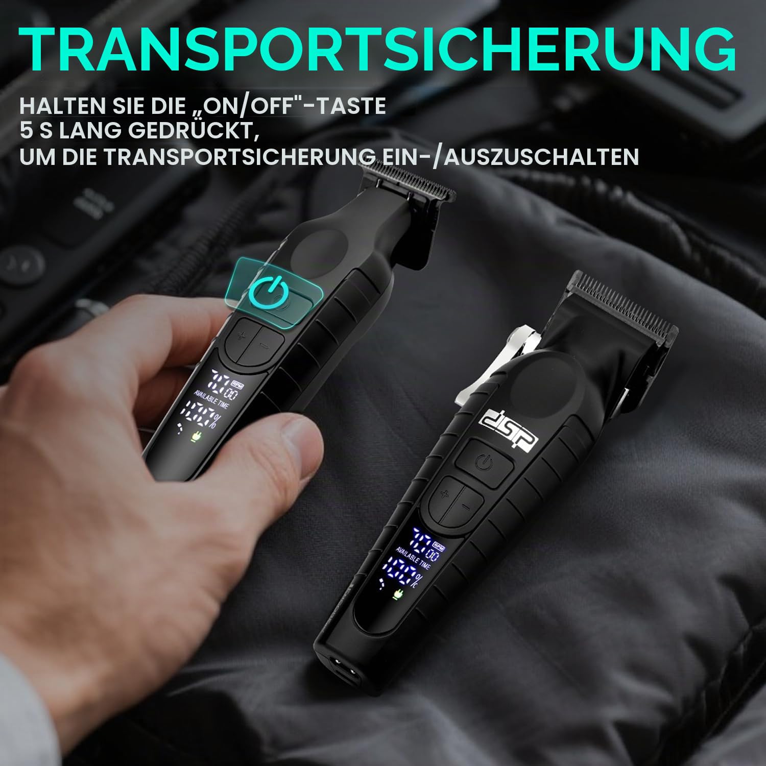 DSP Professional Hair Clipper Kit, Kabellose LED-Anzeige, DLC beschichtete Edelstahlklingen, Ruhig ≤68dB, Schnelle Ladung - Home Haarschneiden Pflege Set