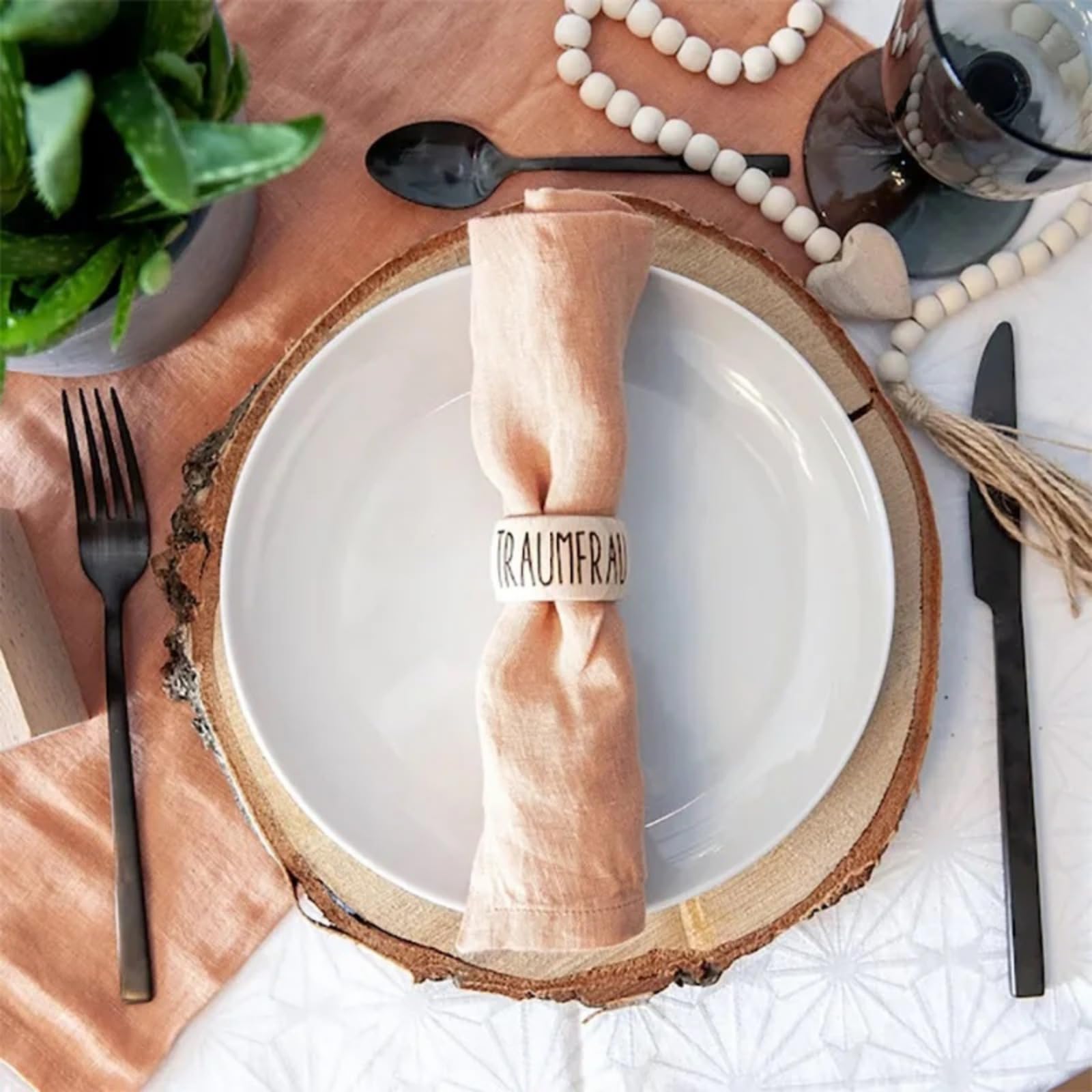 Portatovaglioli in legno personalizzati, con nome inciso, decorazione da tavolo per matrimoni, anniversari, compleanni, Natale, regalo personalizzato (20 pezzi)