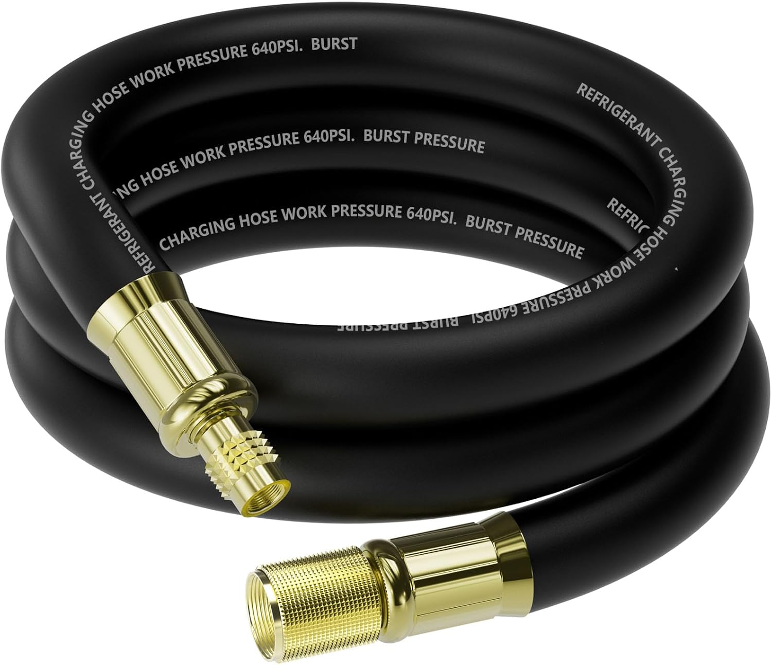 1/2" HVAC Vacuum Hose, 1/2" to 1/4" SAE Fittings High-Flow Refrigerant Hoses, 20 Microns Vacuum Pump Hose Faster HVAC Evacuation and Recovery, 6 Feet Certified Refrigerant Hoses