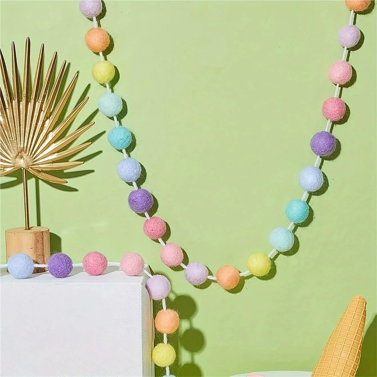 3 Stück 2 m bunte Pom-Pom-Hängeornamente Für Die Dekorationen | Filzkugel-Girlande for Zimmer, Heimdekoration, Basteln