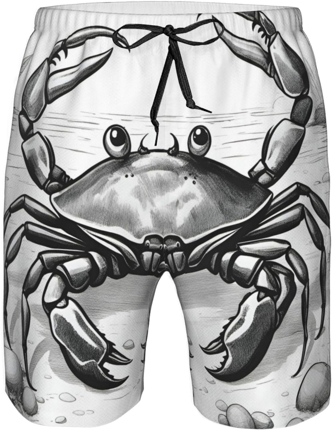 Cartoon Crab 1 Print Men's Quick-Drying Shorts Casual Beach Pants Stretch Waist Shorts and Pockets