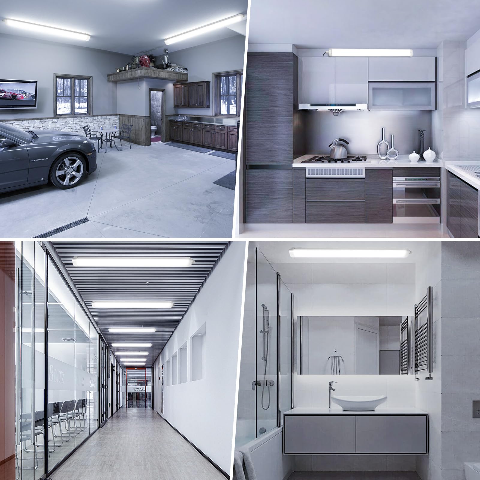 Viugreum 6 Paquets Tube Néon LED 115cm, Étanche IP65 Reglette 40W 4000LM Blanc Neutre 4500K pour Garage, Plafonnier pour Bureau Atelier Sous-sol Entrepôt Salle de Bain Cuisine