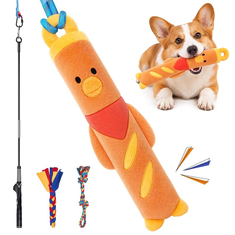 Brinquedo de Agilidade para Cães BurgeonNest com Vara de Fibra de Vidro e 3 Brinquedos Substituíveis BN-DTD