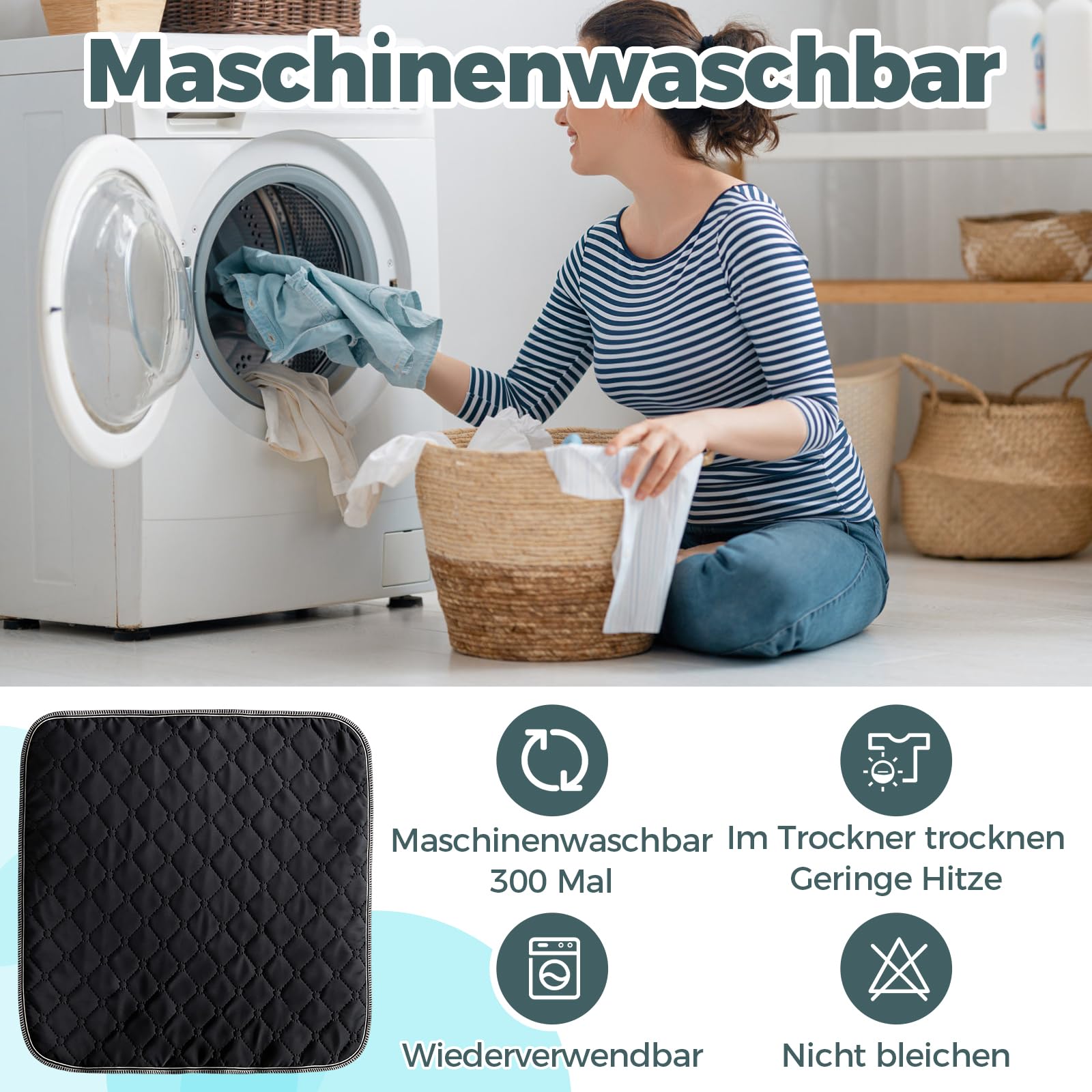 Waschbare Inkontinenz Sitzauflage 50cm Inkontinenzunterlage Waschbar,3 St | teng hong hui Wasserdichte Inkontinenz SitzauflageInkontinenzauflage Waschbar Rutschfester Inkontinenzunterlage für Rollstuhl