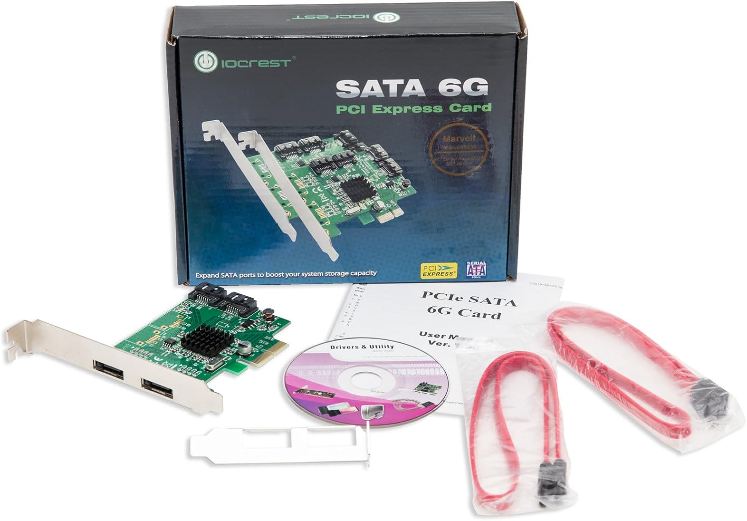 IO Crest SI-PEX40058 2 Port SATA III 2 Port eSATA III PCIe 2.0 x2 HyperDuo Controller Card Green