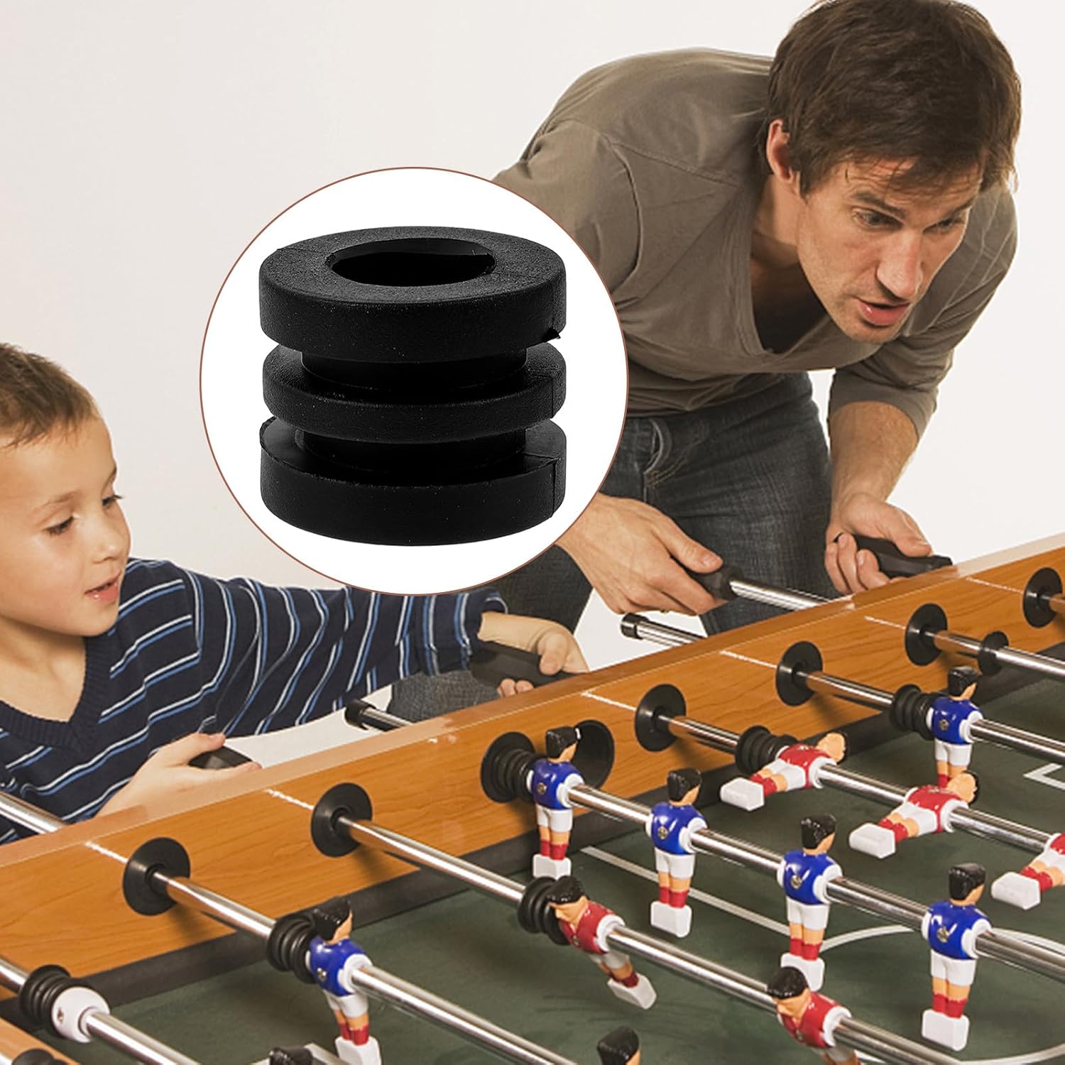 Kisangel 16Pcs Foosball Table Bumpers, Rubber Rod Washers Replacement Parts | Elastic Gaskets for Football Machine Bearing Rods, Durable Black Bushings for Standard Arcade Game Tables Accessory