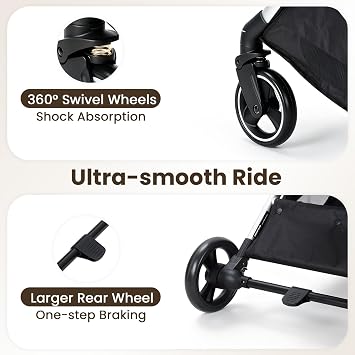 T3 Pro Small Dog Stroller (Beige) | Detachable Carrier, Aluminum Alloy Frame, Easy Assembly, Easy to Store, Larger Rear Wheel, Large Storage Basket