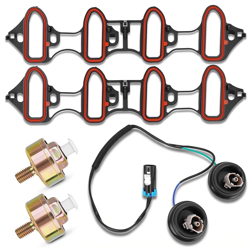 Kit com 2 Sensores de Detonação GDUKOP, Chicote e Junta do Coletor de Admissão para V8 4.8L 5.3L 6.0L – 5 peças