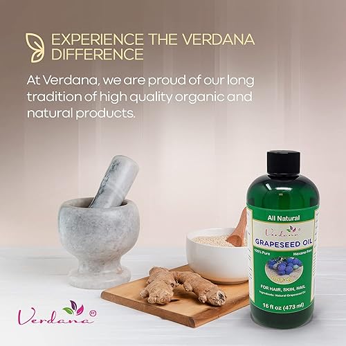 Miniatura 7 de Verdana Aceite de semilla de uva calidad premium totalmente natural y libre de hexano ideal para el cuidado de la piel cara uñas y cabello 32 onzas
