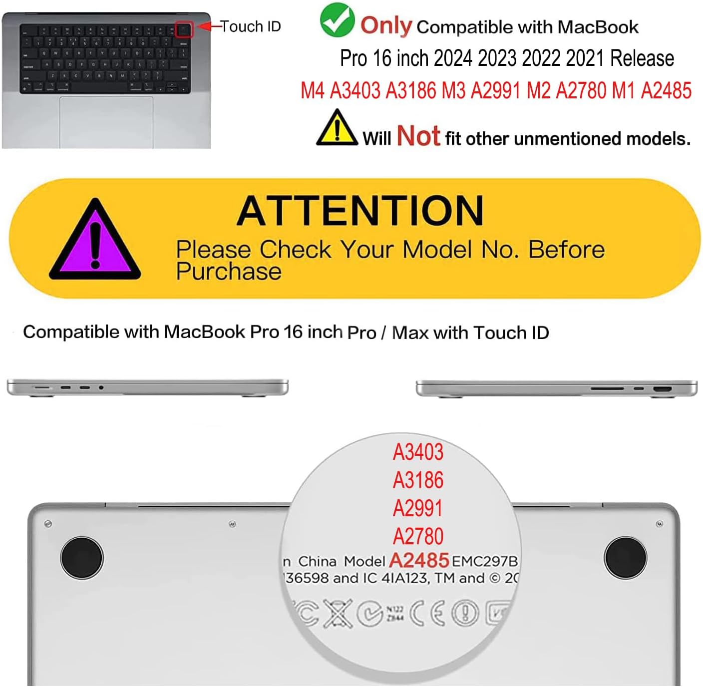 Compatible with MacBook Pro 16 inch Case 2021-2026 Release M5 A3428 A3429 M4 A3403 A3186 M3 A2991 M2 A2780 M1 A2485 Pro/Max Plastic Hard Shell &Mac OS Keyboard Sticker&Keyboard Cover (Skull)