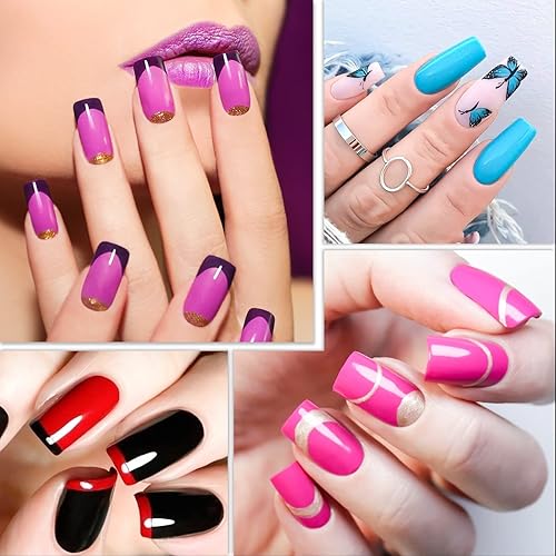 Miniatura 7 de 500 puntas de uñas postizas estilo francés acrílicas artificiales para manicura de media cubierta con caja de 10 tamaños para salón de arte en uñas